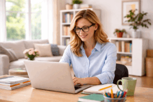 Teacher attending SLC webinar