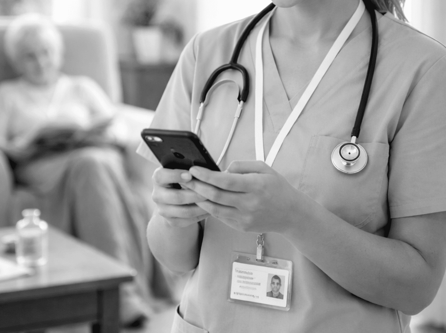 Carer using the AI Care Communication Trainer app on a mobile phone