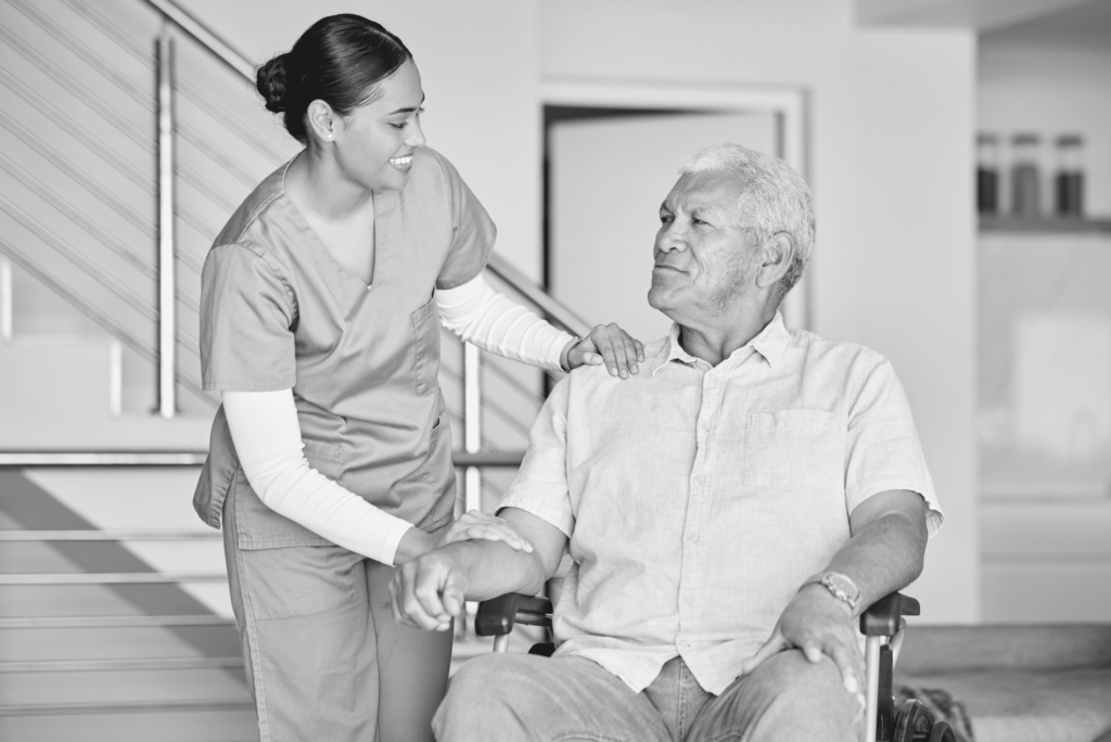 Carer taking care of elder