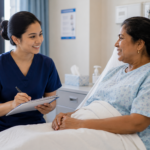 Nurse in hospital with patient