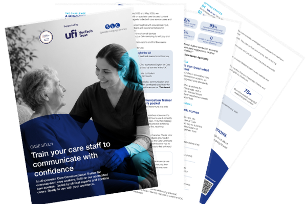 Cover page of the AI Care Communication Trainer case study