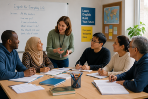 Collaborative English Lesson in a Classroom