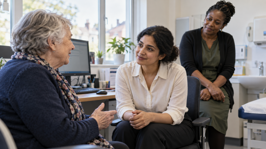 elder patient speaking