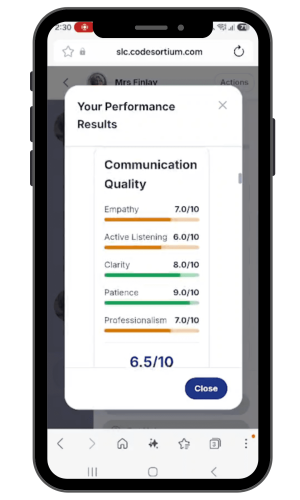 Results on the app